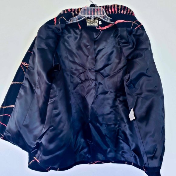 WRAPS By Canvasbacks Black Embroidered BOHO Coat SMALL - Picture 5 of 6